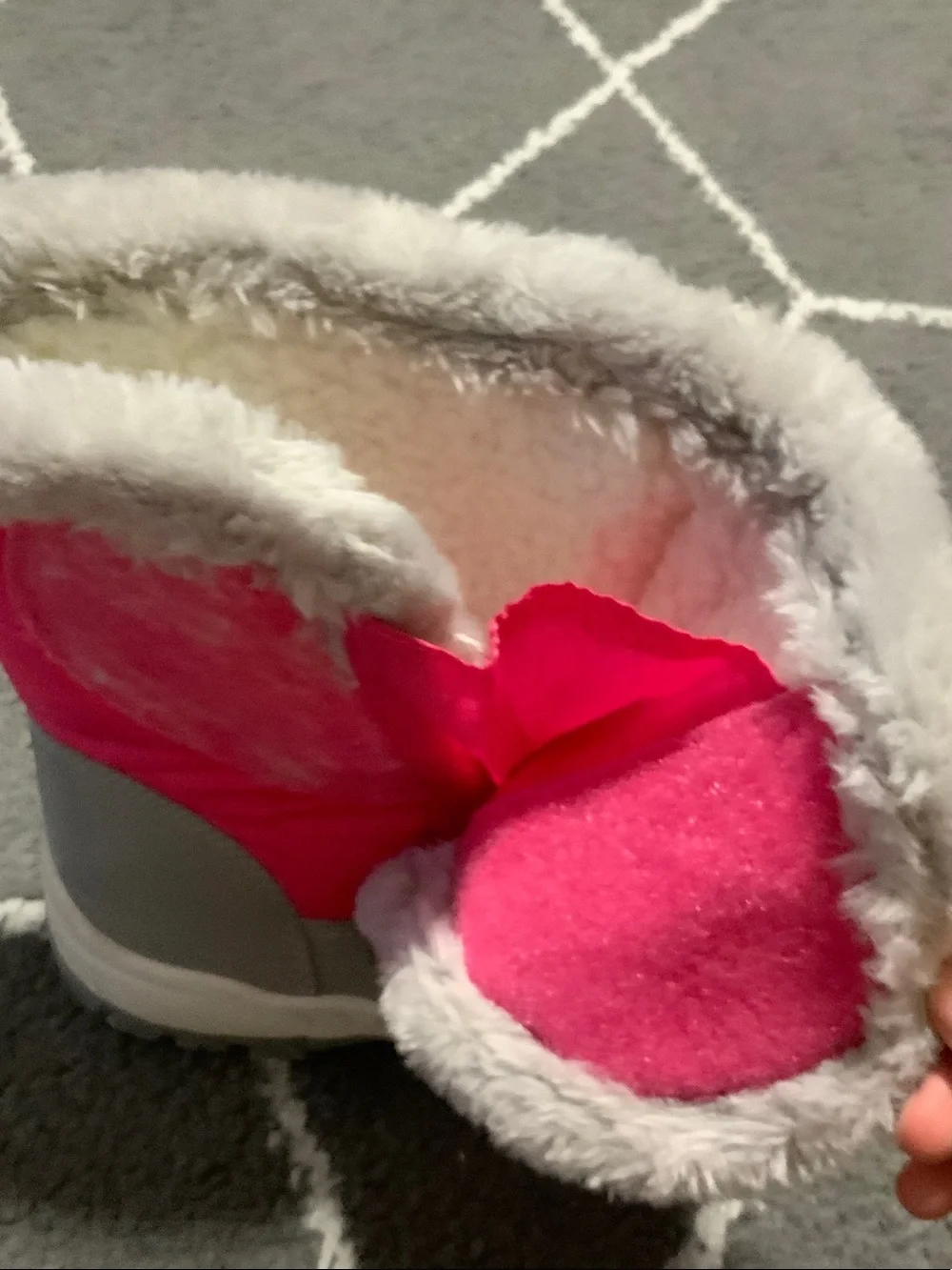 Girls Pink Faux-Fur Lined Snow Boots